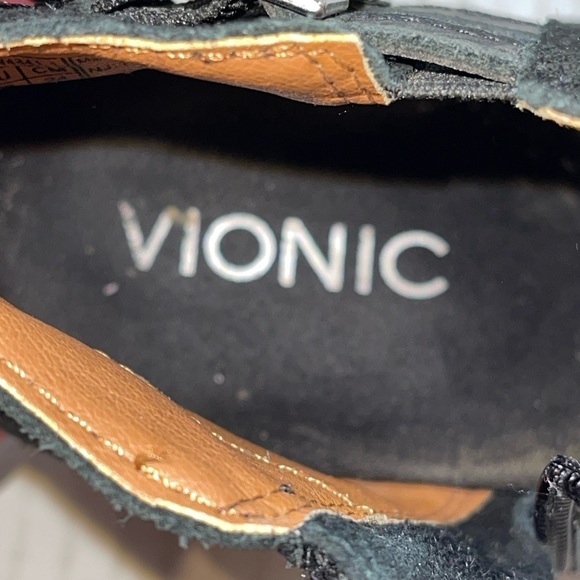 Vionic Women's Booties Size 7 Black Suede "Aloft Chryssa" Open Toe Side Zip - Picture 10 of 11